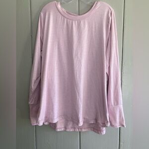 Reebok Womens Pink Long Sleeve Scoop Neck High Low Hem Casual Running Shirt 1X